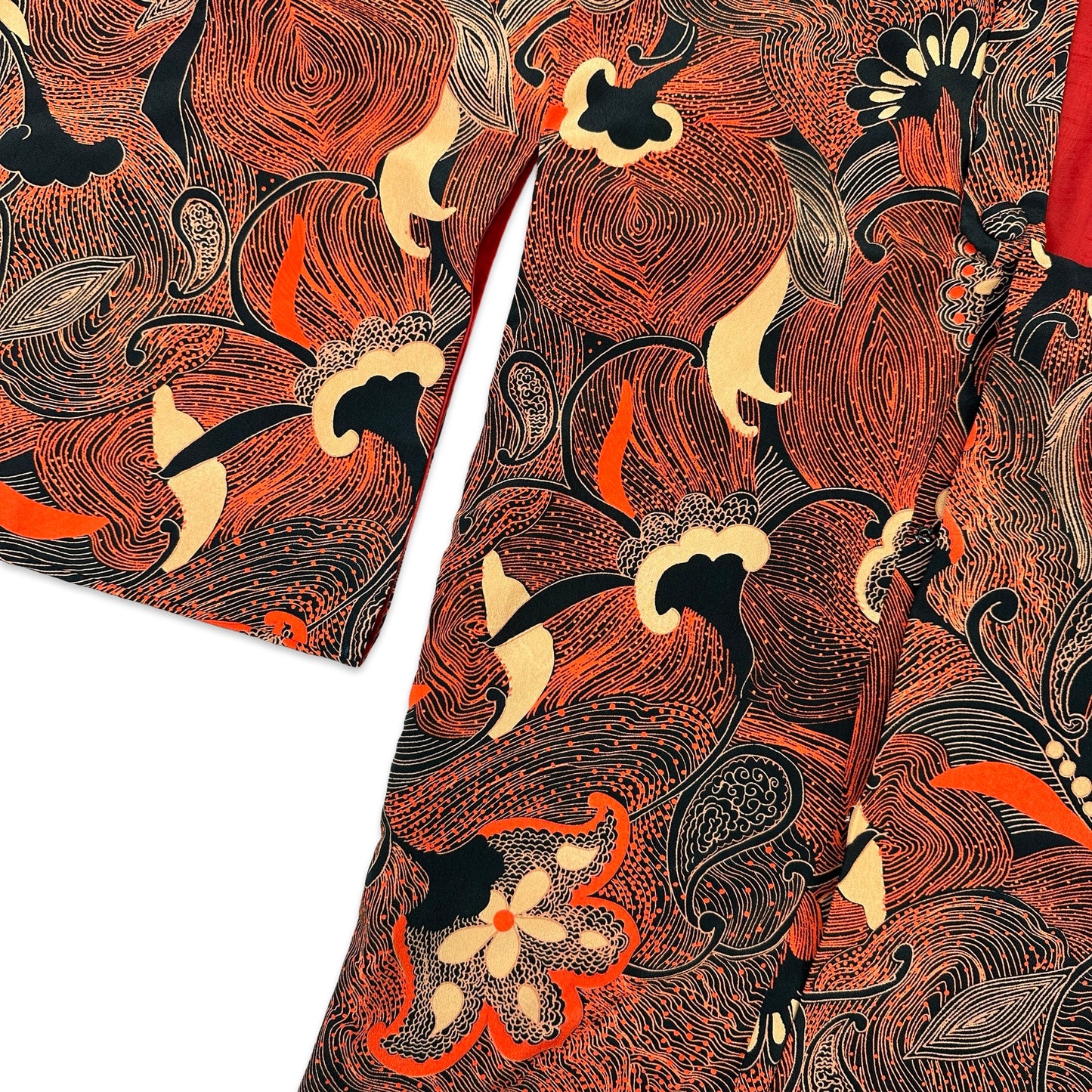 Vintage Kimono Style Patterned Blouse Orange 14 16