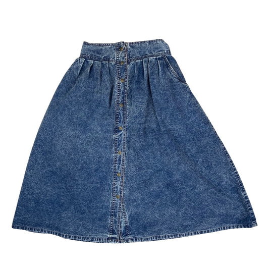 Vintage 80s 90s Acid Wash Pleated Denim Skirt 10