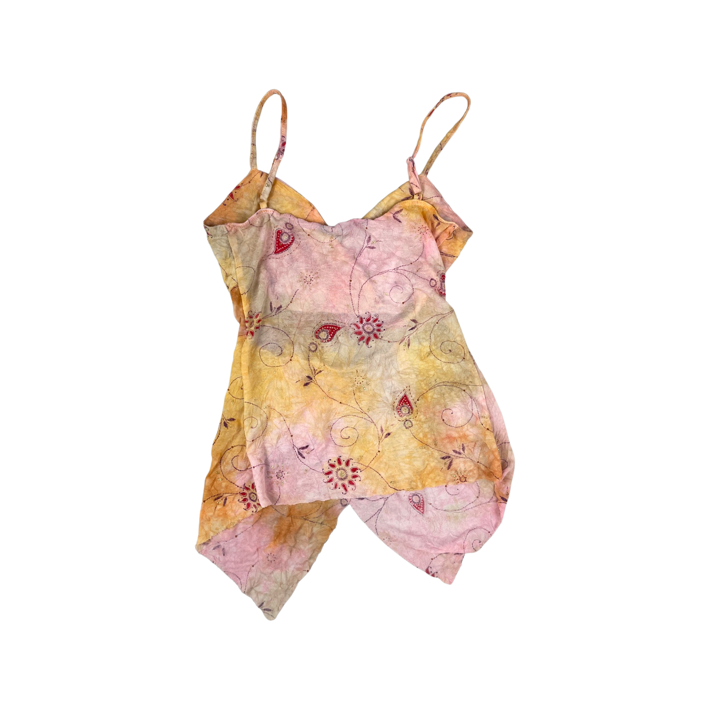 Vintage Y2K Orange Floral Paisley Print Spaghetti Top 10