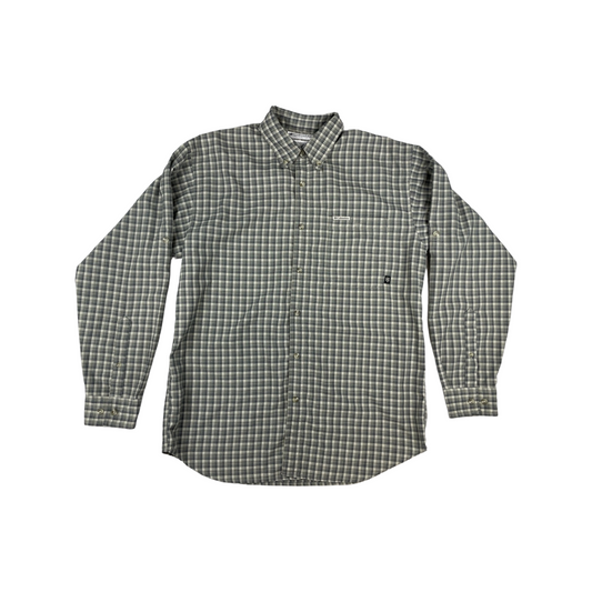 Vintage Columbia Grey Plaid Flannel Shirt XL