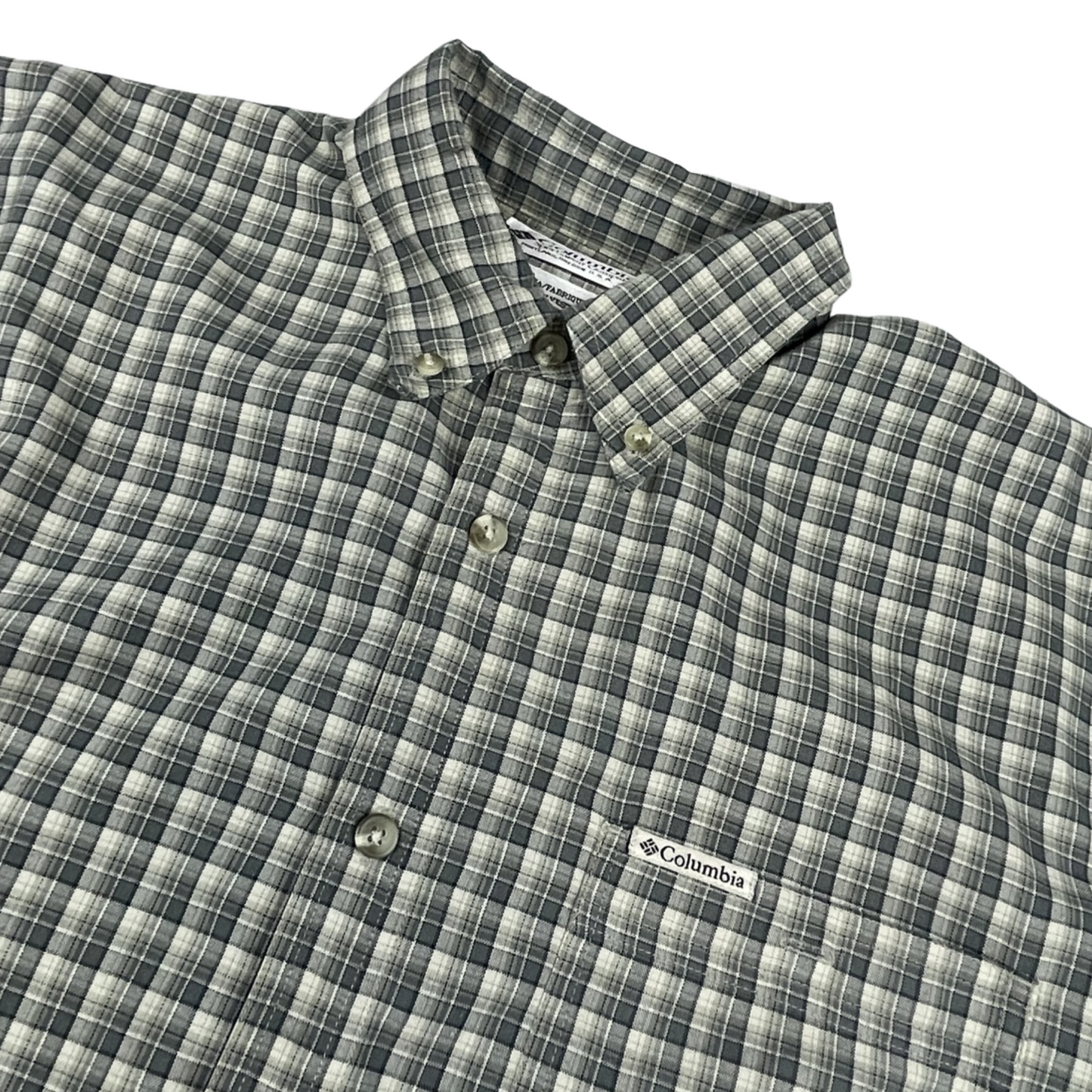 Vintage Columbia Grey Plaid Flannel Shirt XL