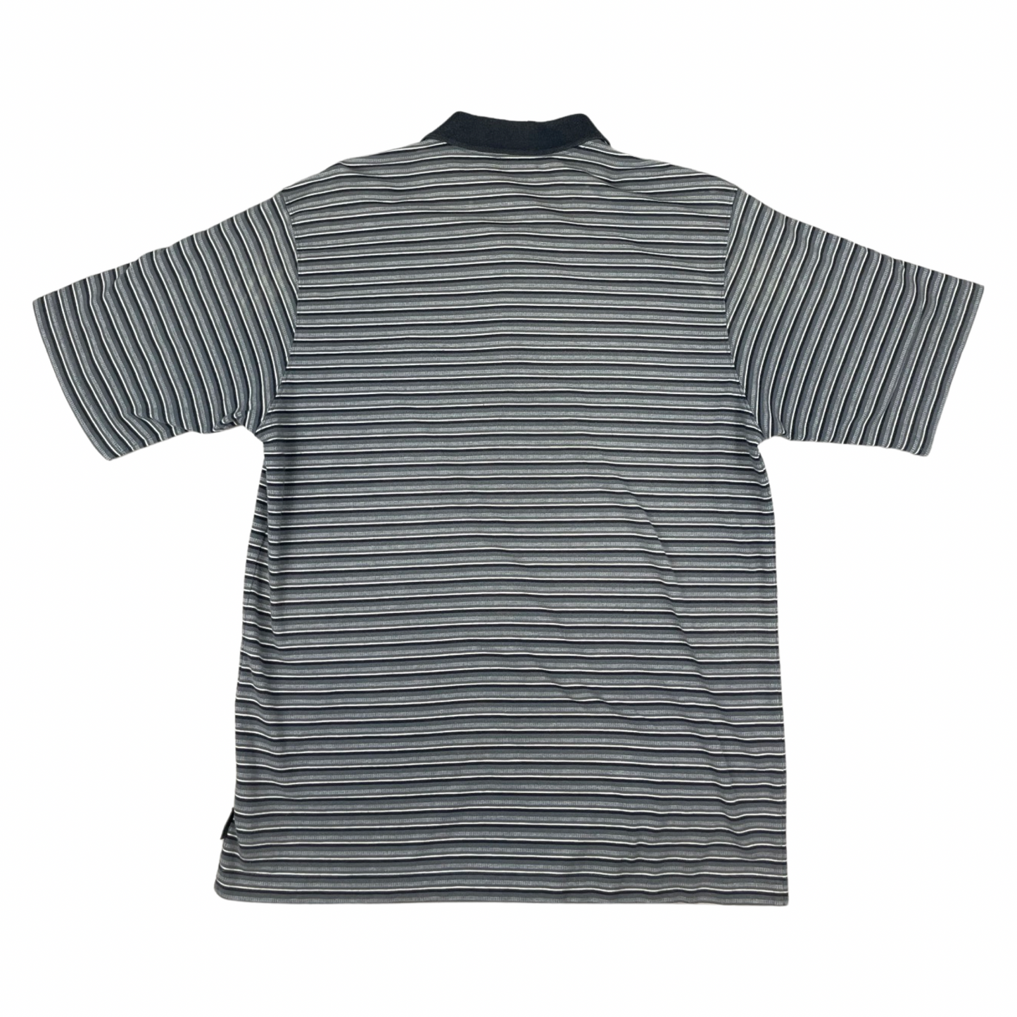 Vintage Y2K Adidas Grey Striped Polo Shirt M