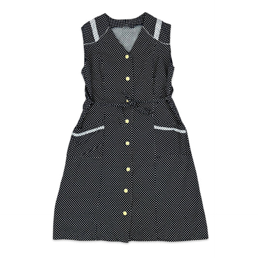 Vintage Mod Sailor Vintage Polka Dot Dress Black White 10 12 14