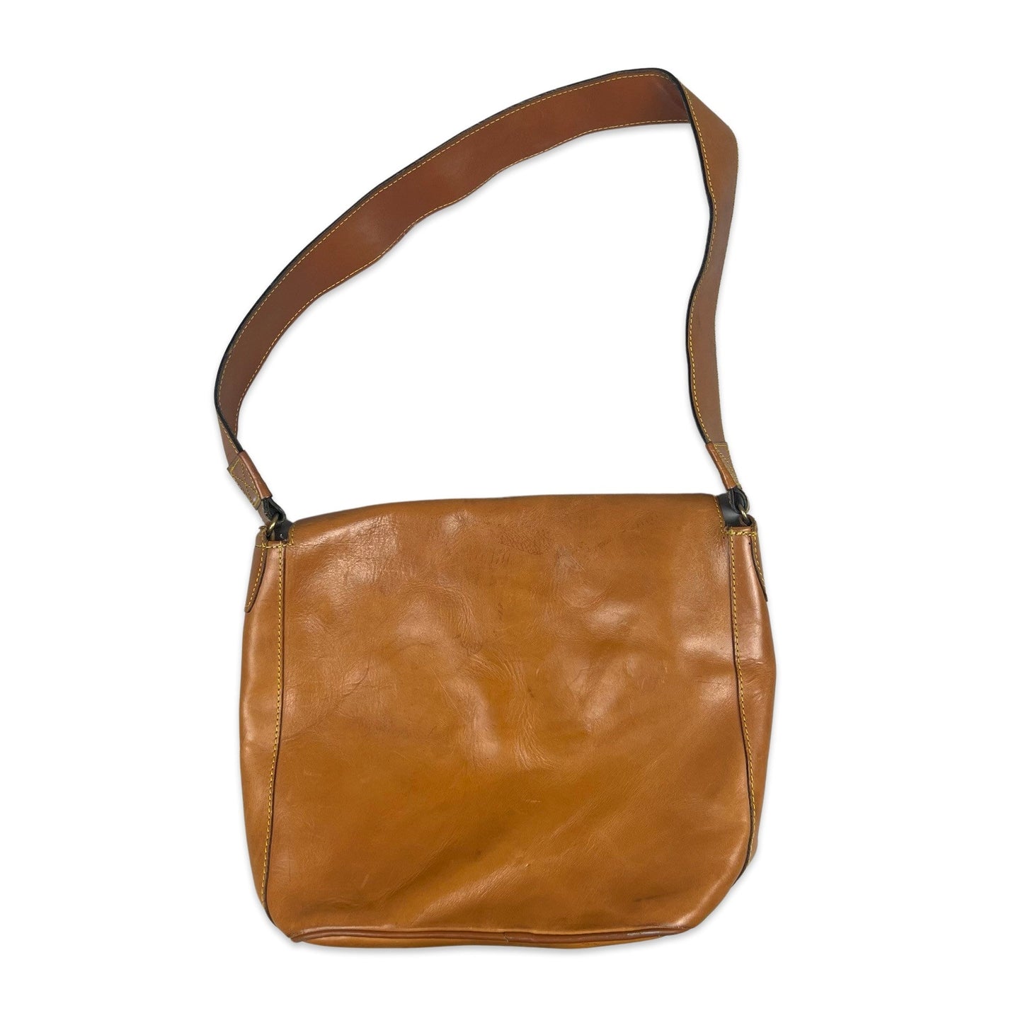 Vintage 90s Orange Brown Messenger Handbag