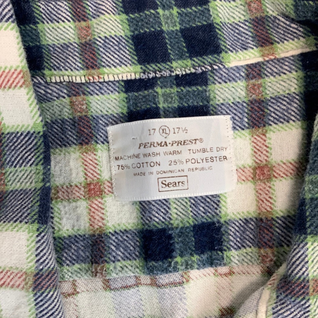Vintage USA Imported Sears Perma-Prest Plaid Flannel Shirt L