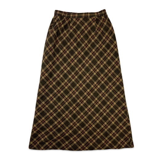 Vintage Brown Tweed Wool Midi Skirt 6