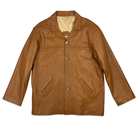 Vintage 90s Leather Jacket Tan M L