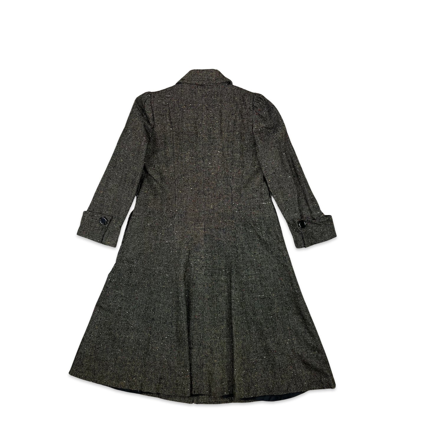 Vintage 70s Charcoal Wool Tweed Midi Coat 10