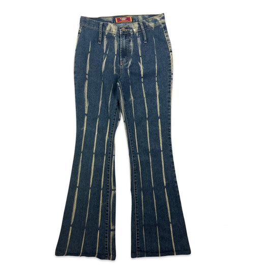 Y2K Vintage Blue Beige Bleach Flared Jeans 10