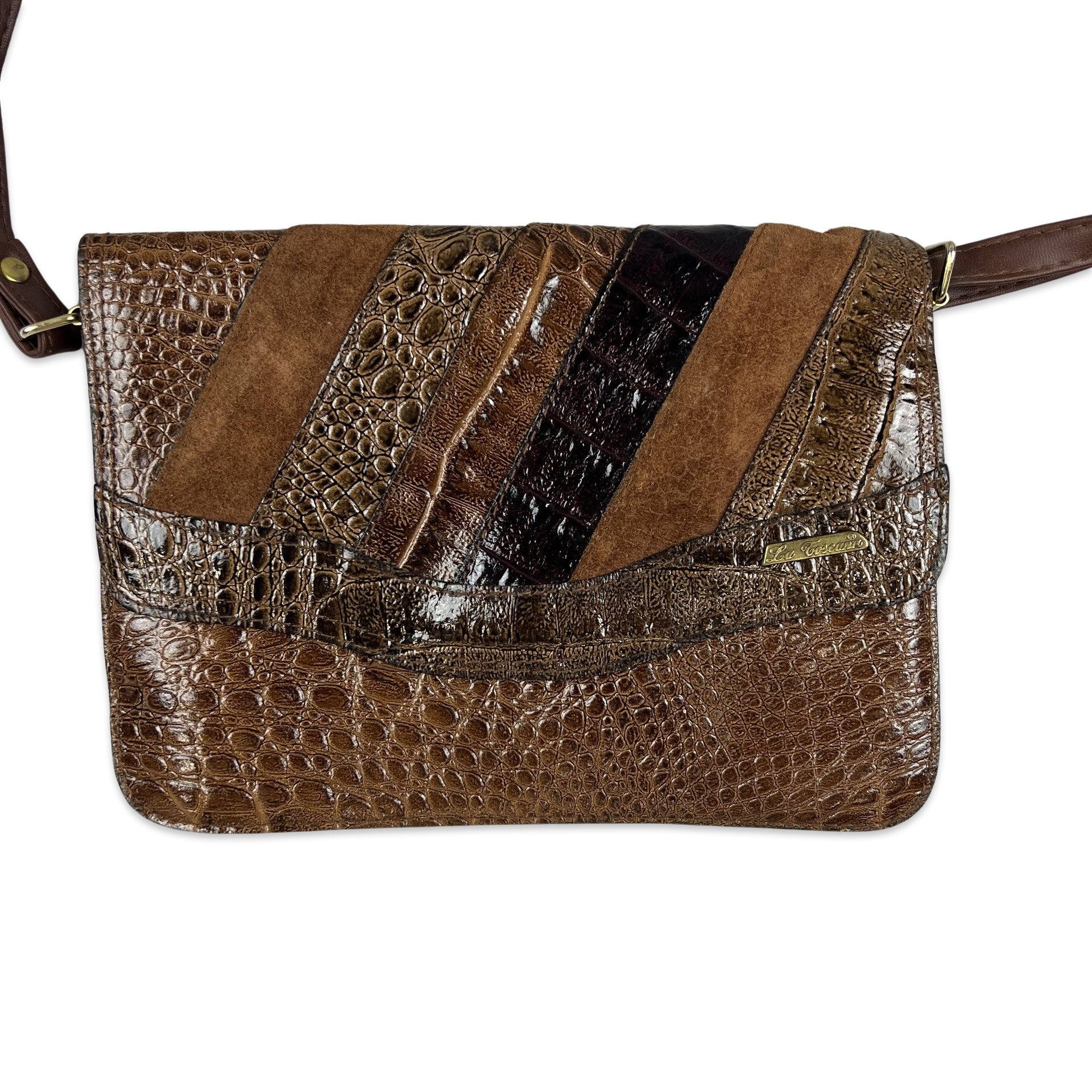 Croc print cross online body bag