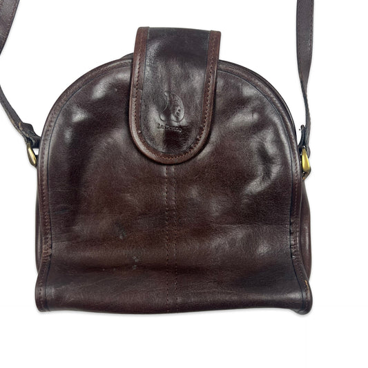 Vintage 90s Brown Shoulder Crossbody Leather Handbag