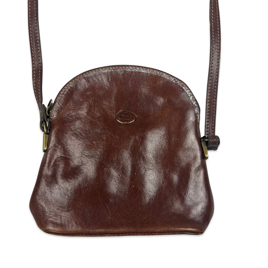 Vintage Brown Leather Crossbody Handbag