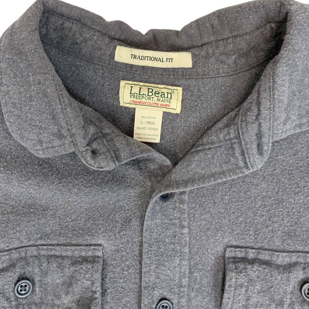 Vintage USA Imported LL Bean Grey Flannel Shirt L