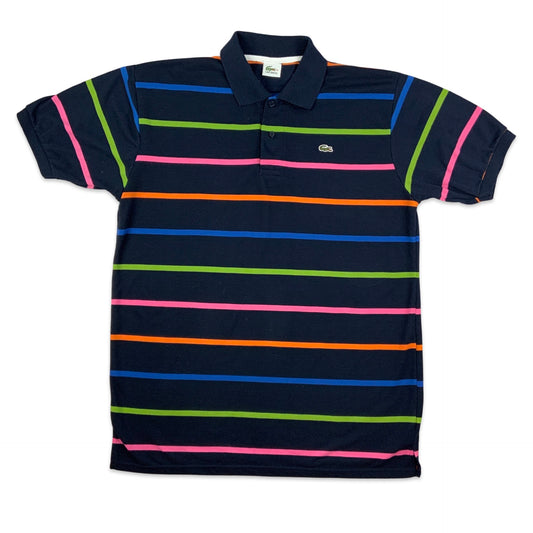Lacoste Navy Multicolour Stripe Polo Shirt M L