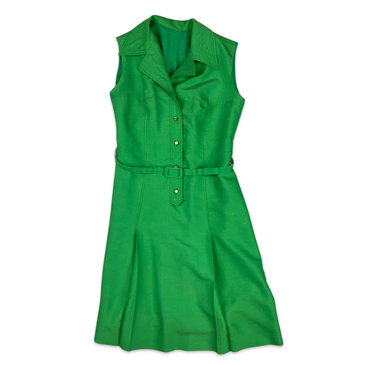 Vintage 60s 70S Shift Dress Green 10