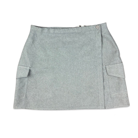 Vintage 90s Grey Wrap Cargo Mini Skirt 12