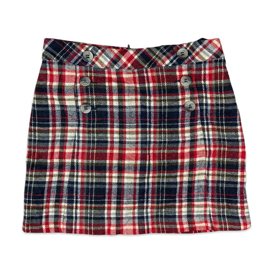 Vintage 90s Red Navy Tartan Mini Skirt 10