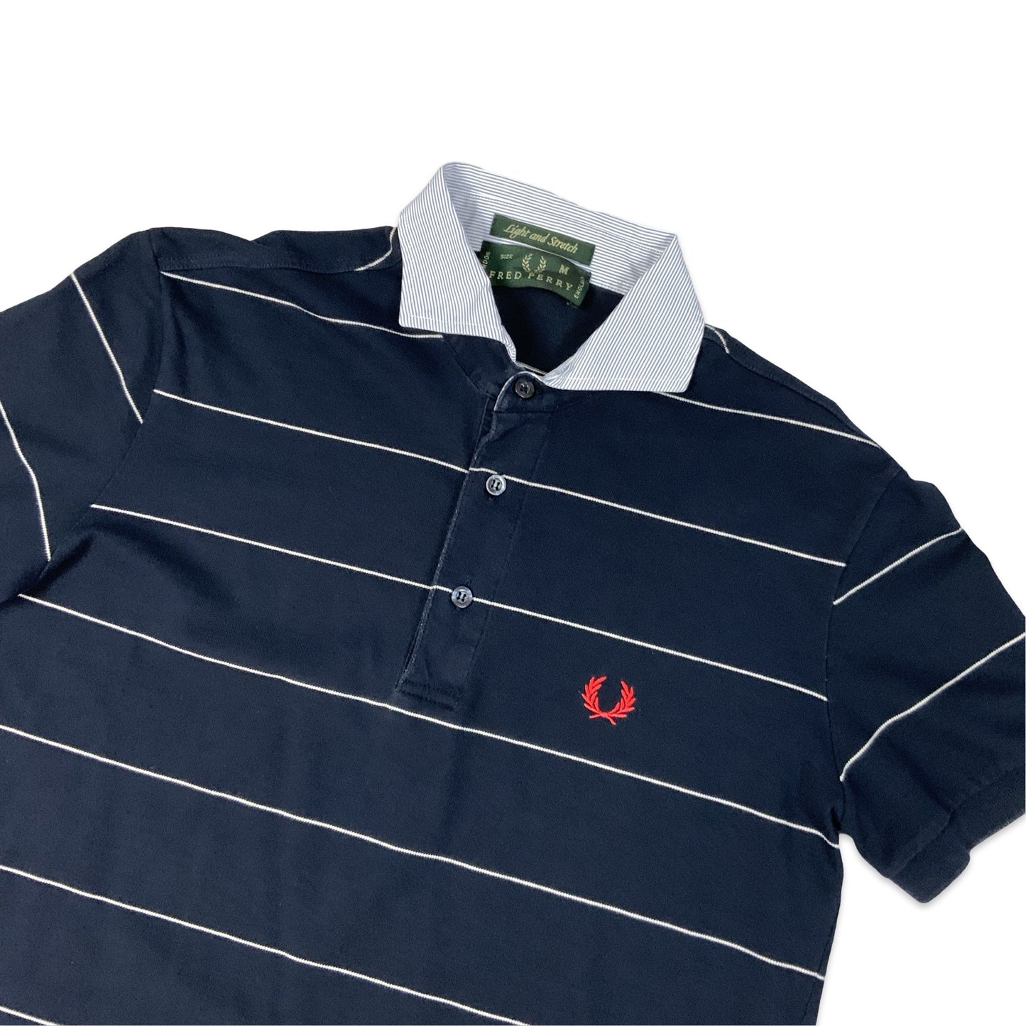 Vintage Fred Perry Navy Striped Polo Shirt S M