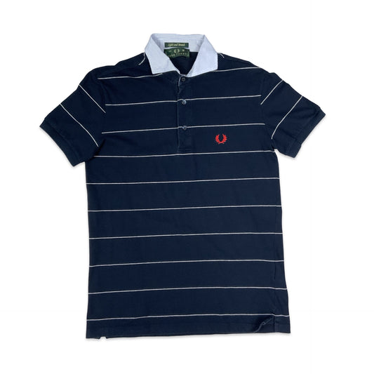 Vintage Fred Perry Navy Striped Polo Shirt S M