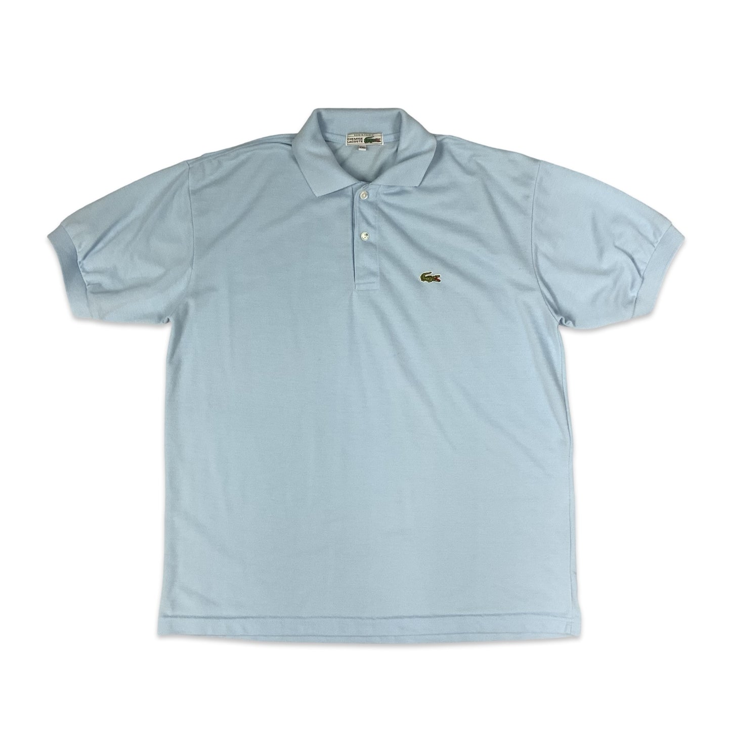 Vintage 80s Chemise Lacoste Light Blue Polo Shirt L XL