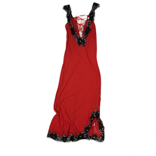 Y2K Red & Black Maxi Slip Dress 14 16