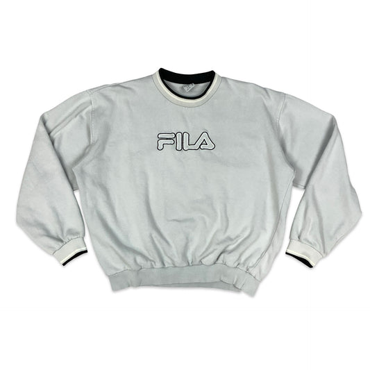 FILA Grey Crew Neck Spell Out Sweatshirt S M