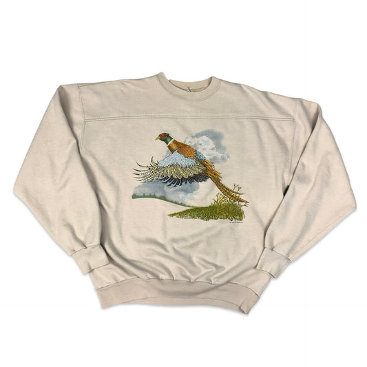 Vintage 1980s Nature Print Cream Sweatshirt XXL