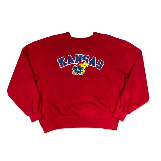 Kansas University Basketball Team Red Crew Neck Sweatshirt XL