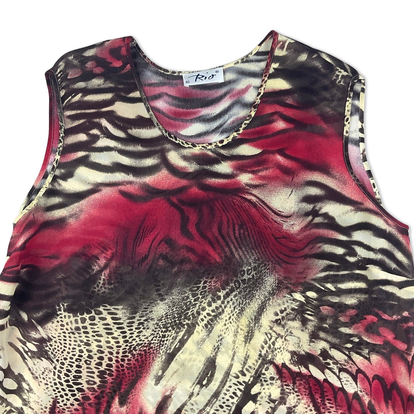 90s Y2K Black Red & Yellow Animal Print Top 12 14 16 18 20