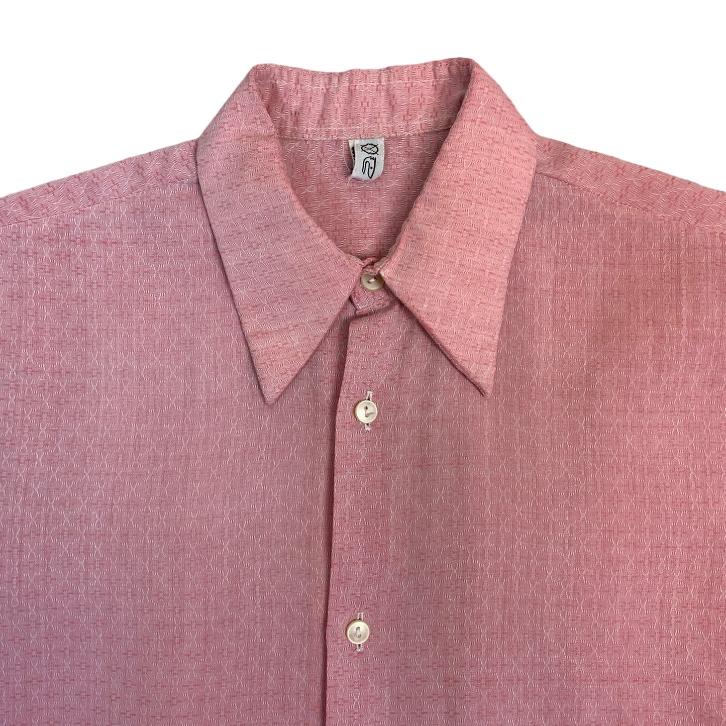 70s Pink Short Sleeve Dagger Collar Shirt M