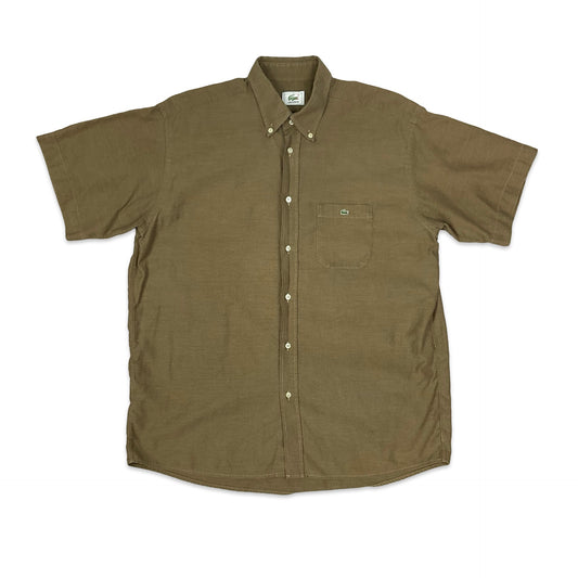 Vintage 00s Lacoste Brown Short Sleeve Shirt L XL