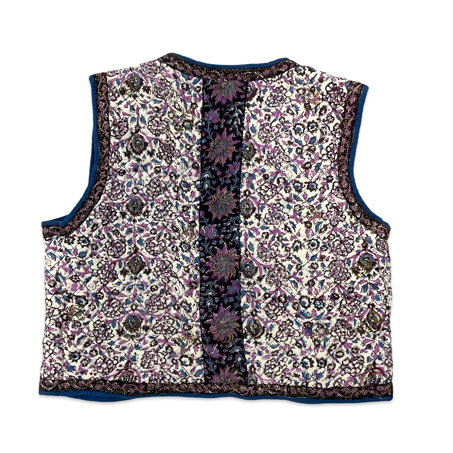 Vintage Beige & Pink Quilted Floral Print Waistcoat 8
