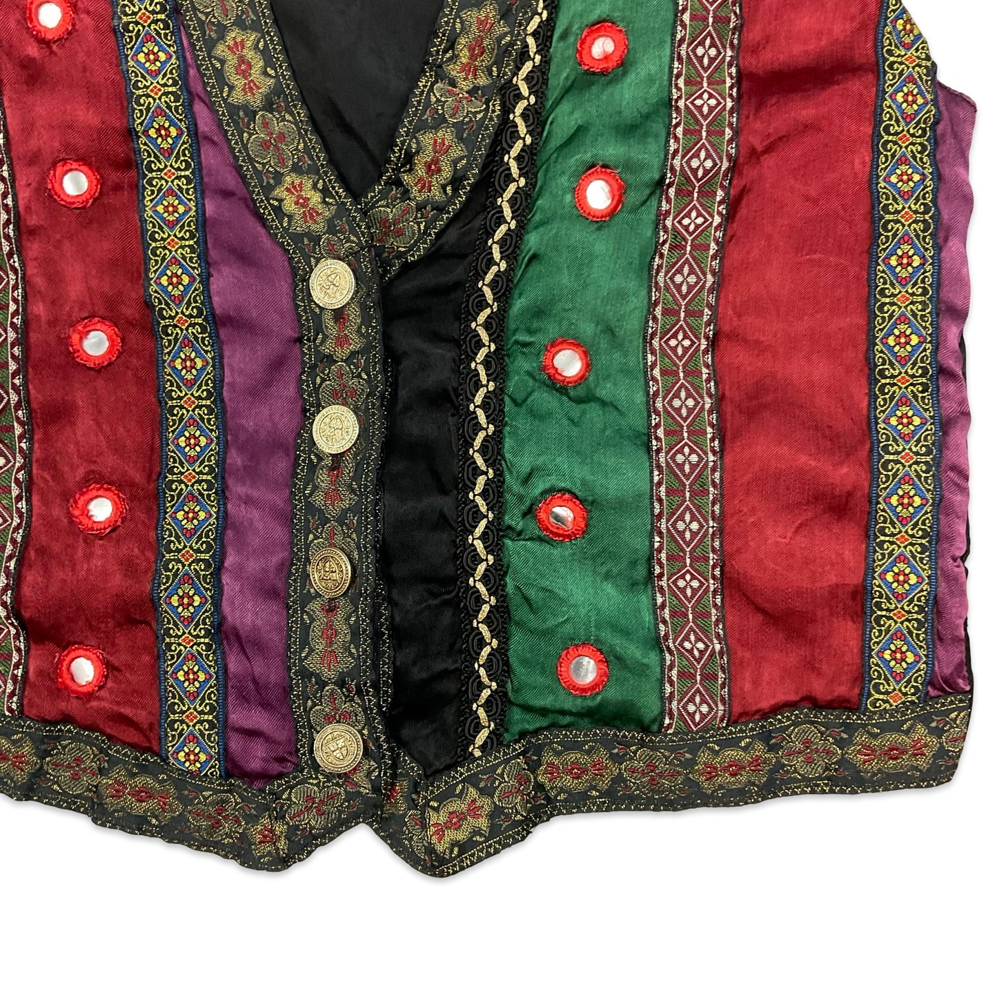 Vintage Red Green & Purple Striped Waistcoat 10