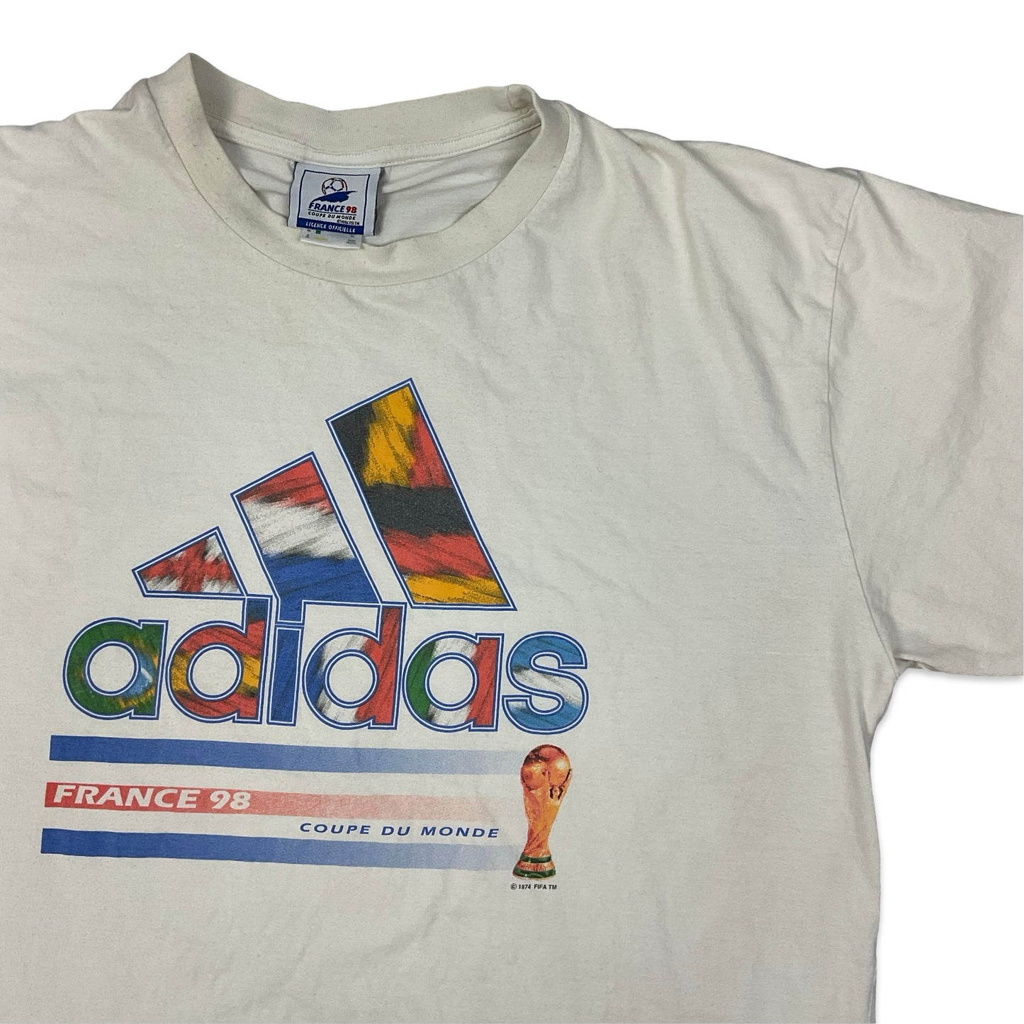 Vintage 90s Adidas 1998 French World Cup Promotional Tee L