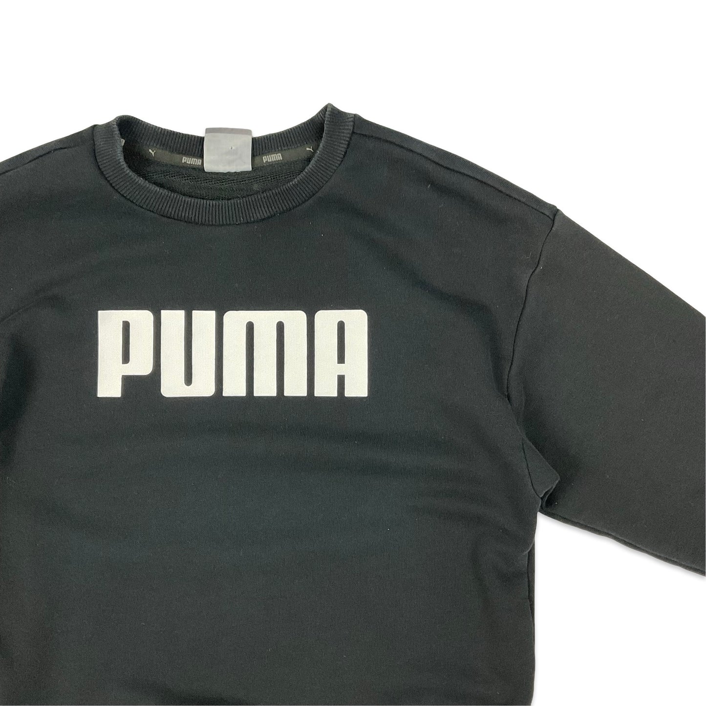 Puma Black Spell Out Crew Neck Sweatshirt 14 16
