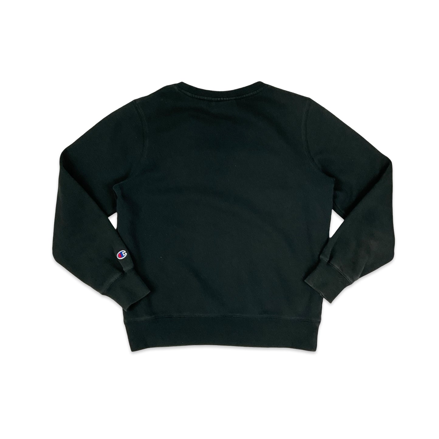 Champion Black Spell Out Crew Neck Sweatshirt M L