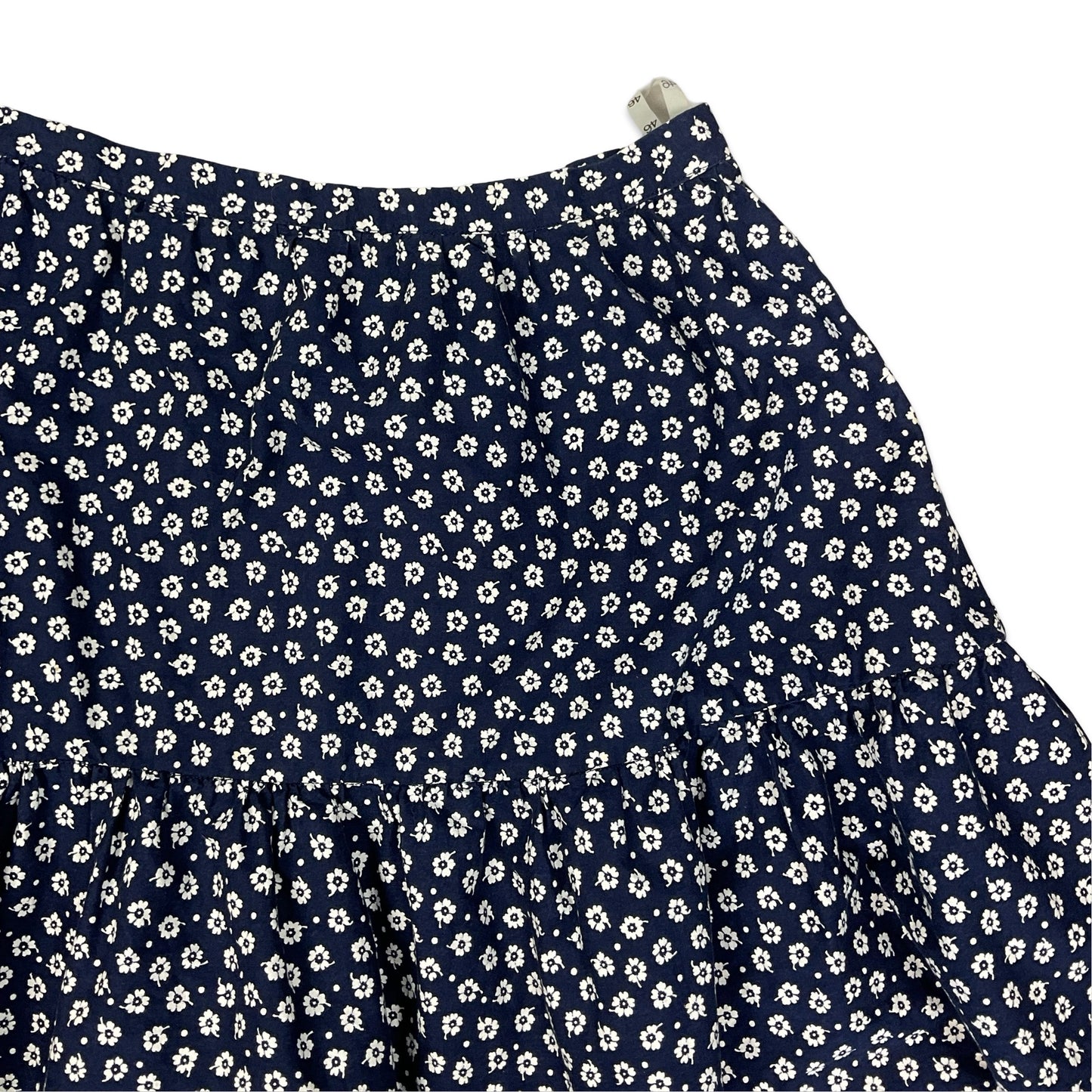 Vintage Navy Floral Print Midi Skirt 16