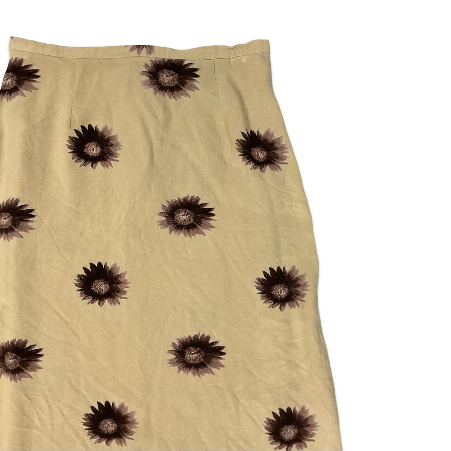 Vintage Beige & Brown Floral Print Maxi Skirt 4