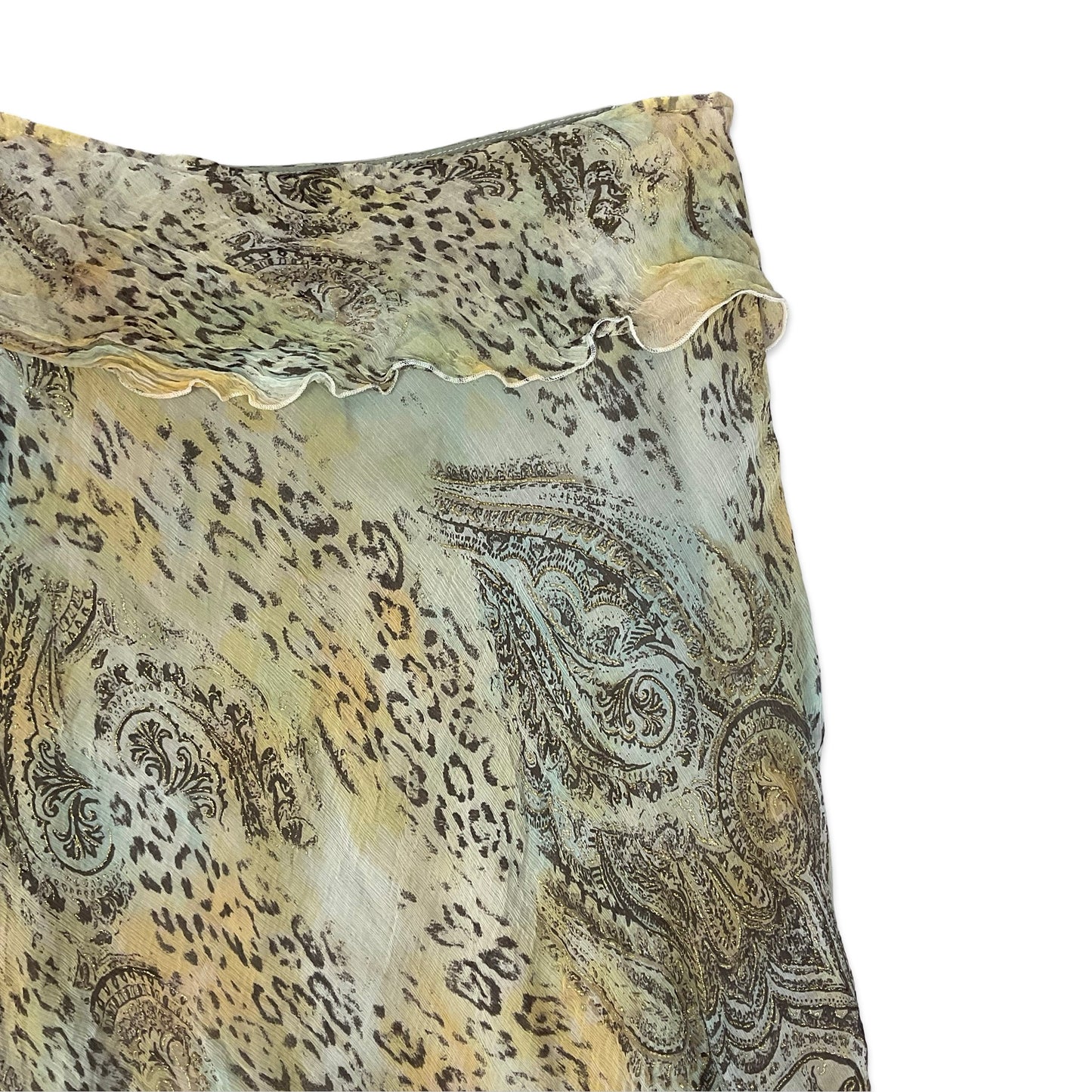 Vintage Asymmetric Abstract Print Yellow Skirt 10