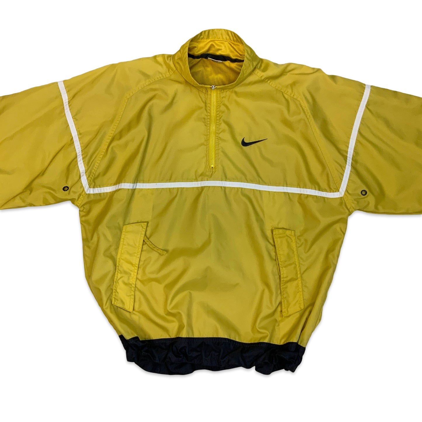 90s Nike 3/4 Zip Windbreaker Yellow White Black L XL