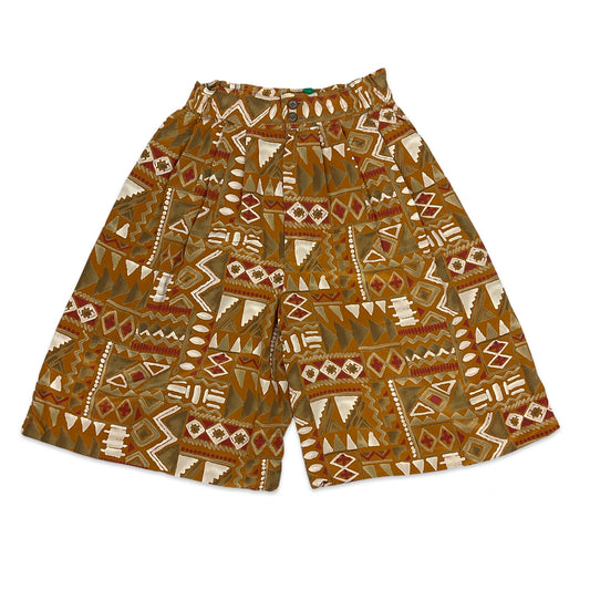 Vintage Orange Tribal Print Shorts 6 8 10