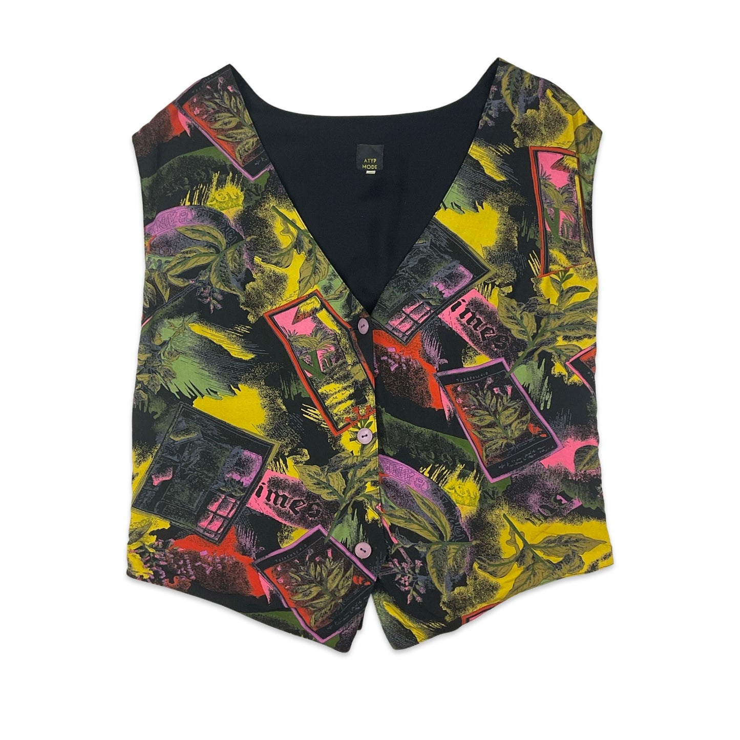 Vintage Abstract Print Waistcoat 12 14 16 18 20