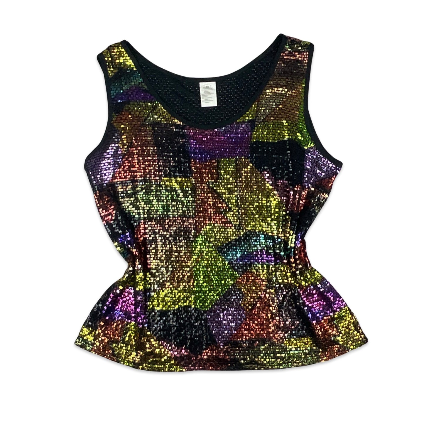 Vintage Multicoloured Metallic Vest Top 10 12 14 16