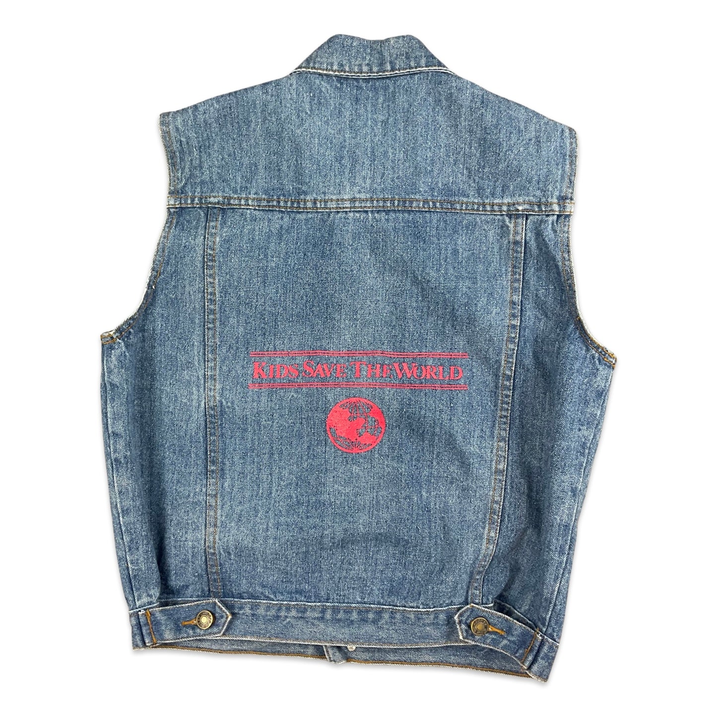 Vintage 90s Light Denim Gilet Waistcoat Jacket  10 12