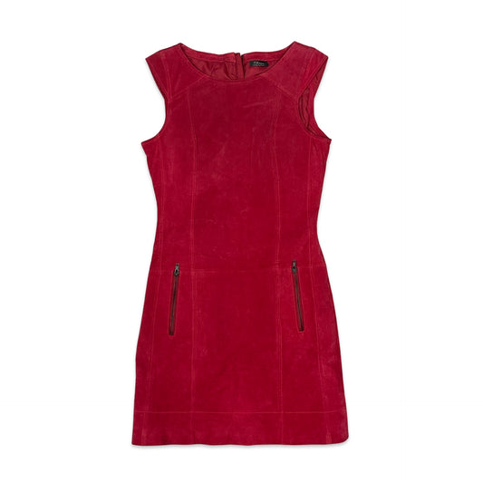 90s Red Suede Mini Dress 8