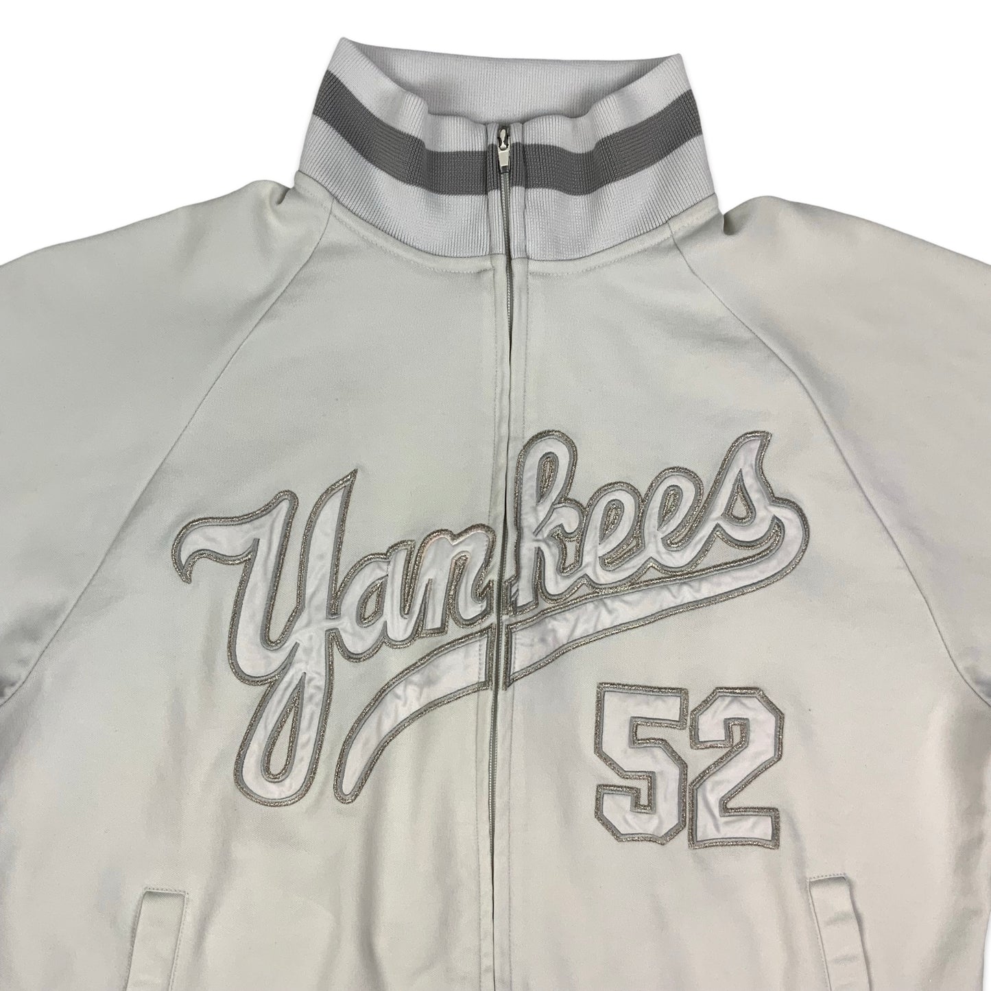 90s White & Silver Yankees Jacket M L