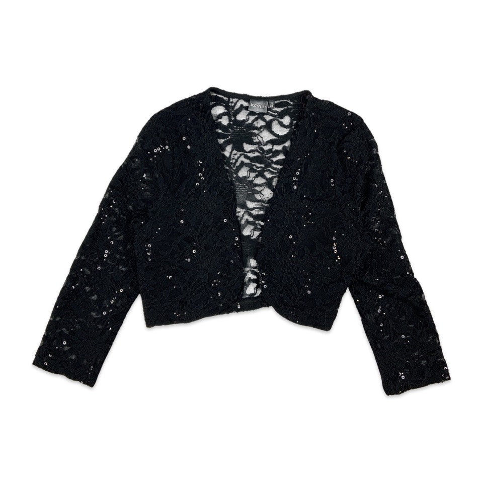 Vintage Black Sequinned Lace Bolero 4