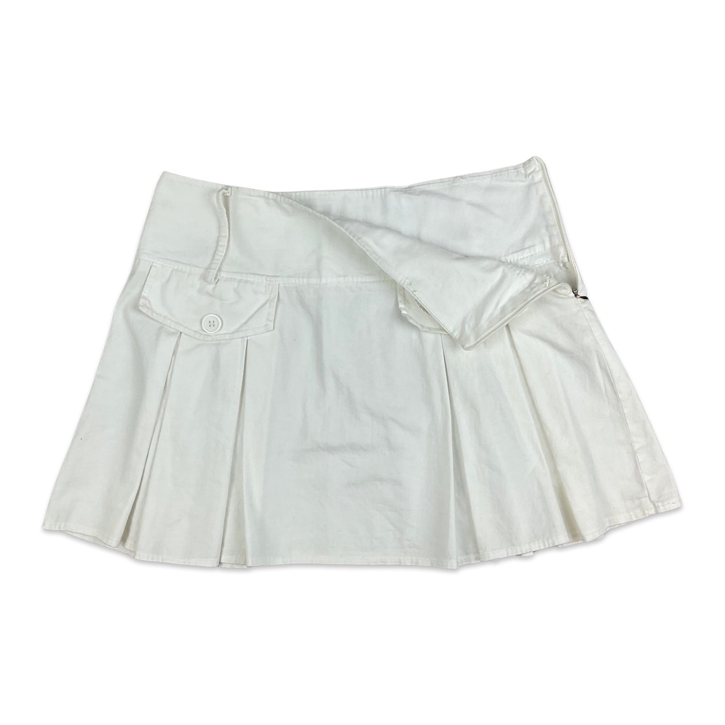 Vintage 90s White Pleated Mini Skirt 12 14