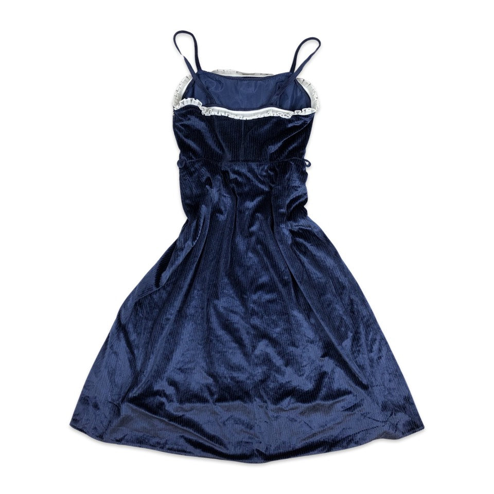Vintage Blue Corduroy Spaghetti Strap Dress 8 10