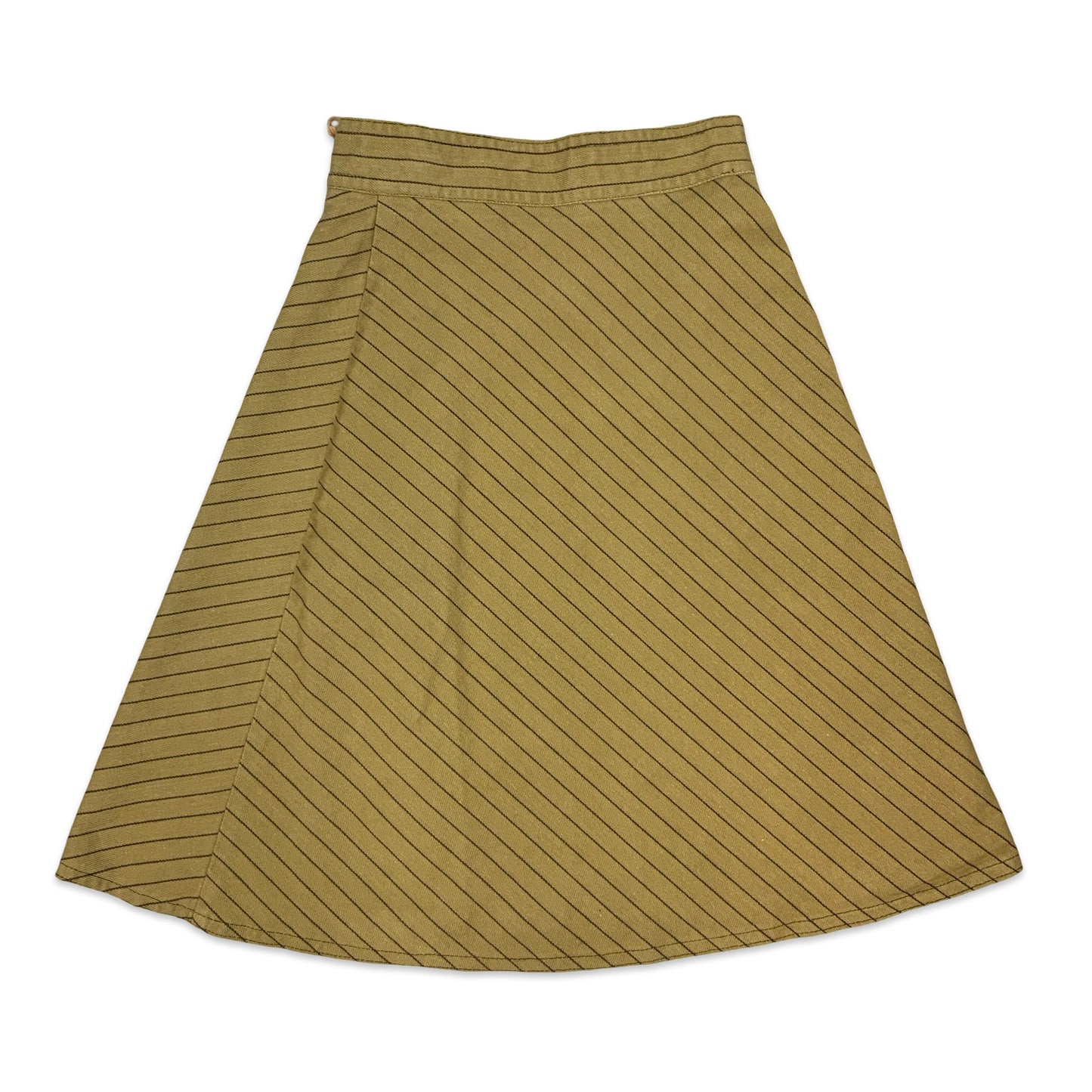 90s Khaki Green & Brown Striped Skirt 4